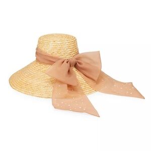 Eugenia Kim Mirabel Faux Pearl-Embellished Ribbon Straw Hat NWT
